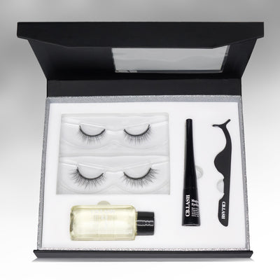 CB.LASH Starter Set, 2 Paar Magnet Wimpern, 1 Magnet Eyeliner, 1 Reinigungsöl (Cleanser) und 1 Applikator zum Anbringen der Wimpern